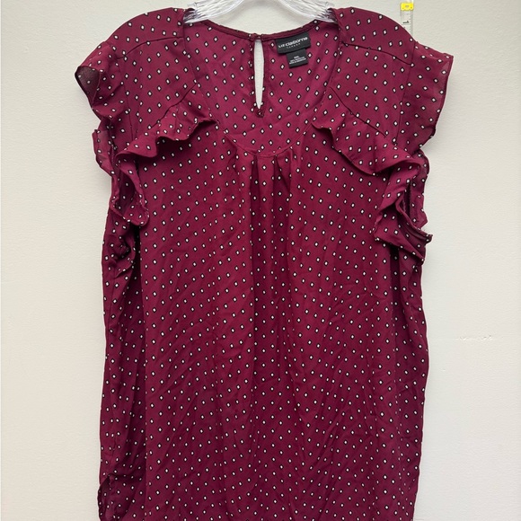 Liz Claiborne Tops - Liz Claiborne Career Womens XXL Burgundy Ruffle Sleeve Blouse